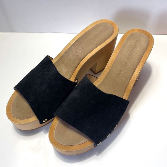 VERONICA BEARD NWOT Hannalee Suede Clog Platform Sandals in Black Size 8 - Picture 2 of 14